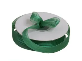 25 Yard 7/8" DIY Hunter Green Organza Ribbon With Satin Stripes For Craft Dress Wedding