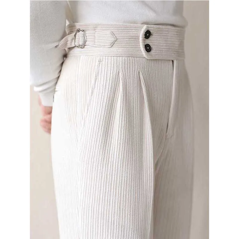 Autumn and Winter Business Corduroy Warm High-waisted Trousers