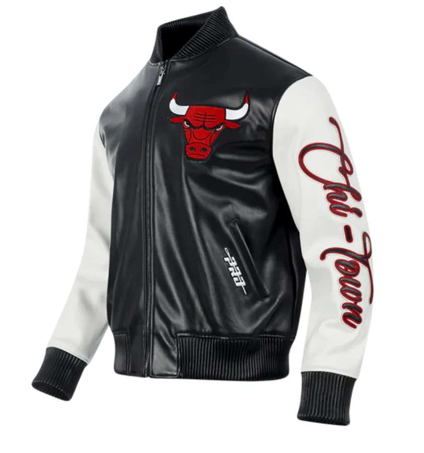 Chicago Bulls All Black Leather Jacket