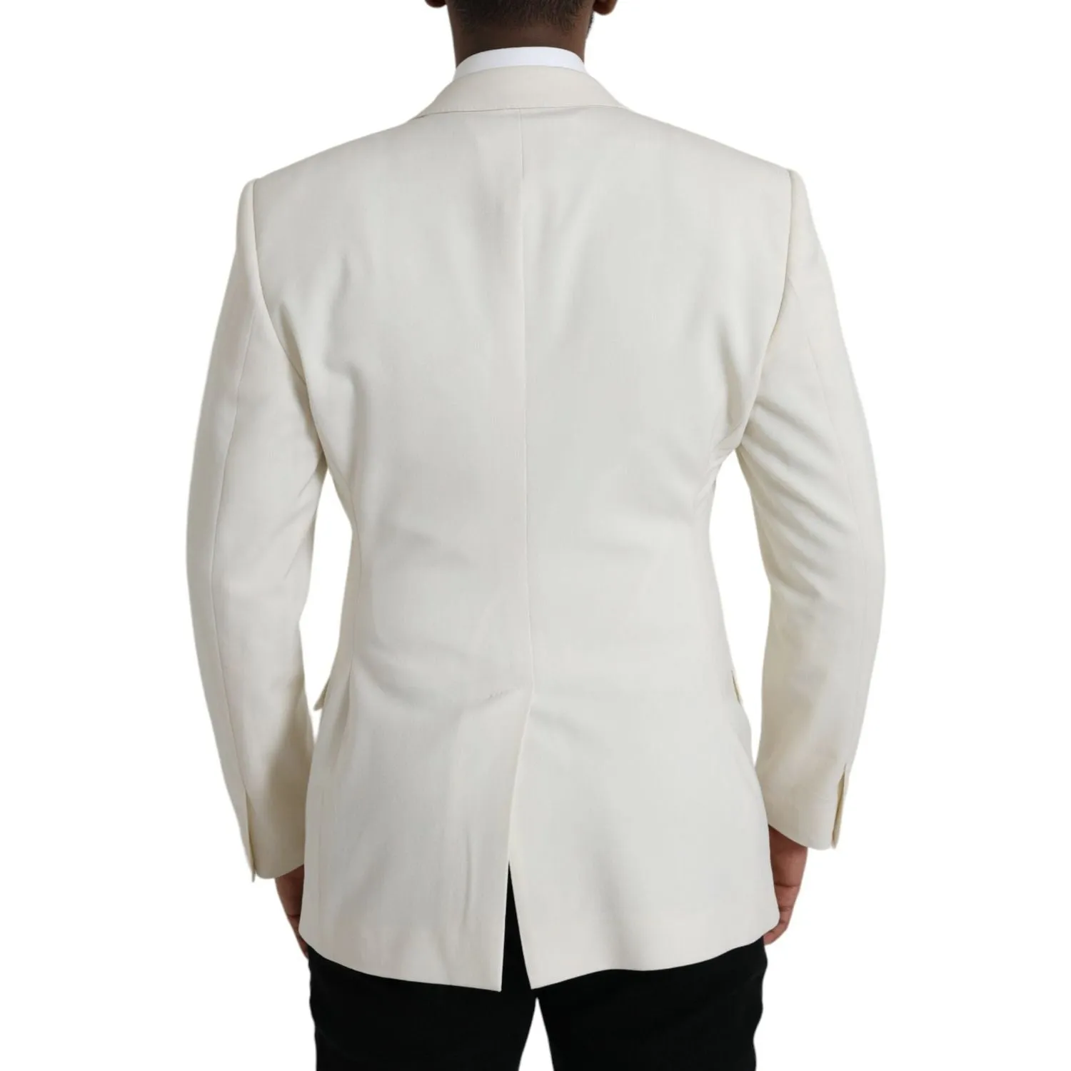 Dolce & Gabbana White Wool MARTINI Double Breasted Blazer