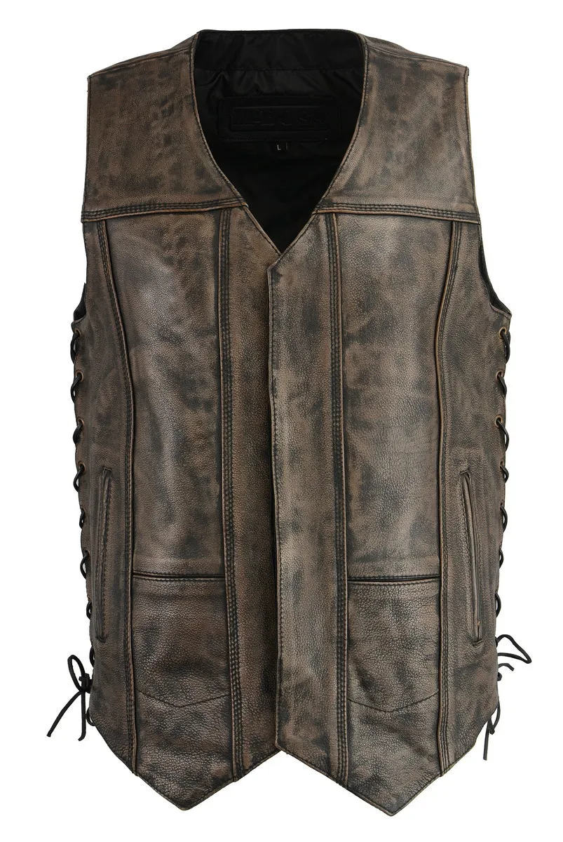 M Boss Motorcycle Apparel BOS13501 Men's Distressed Brown Leather 10