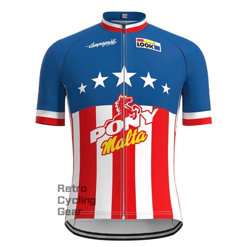 Pony Blue Retro Long Sleeve Cycling Kit