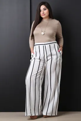 Striped High Waisted Wide Leg Pants