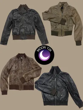 Y2k Bomber Leather Jackets (A-98)